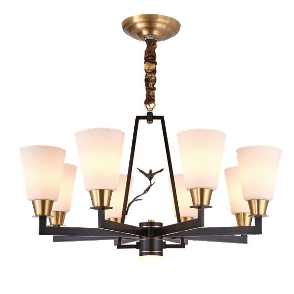 OTL-L2046全铜新中式蜡烛灯|别墅客厅吊灯蜡烛吊灯
